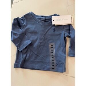 Ralph Lauren Baby Boys Long Sleeve T-Shirt Top Blue NWT 3M Infant